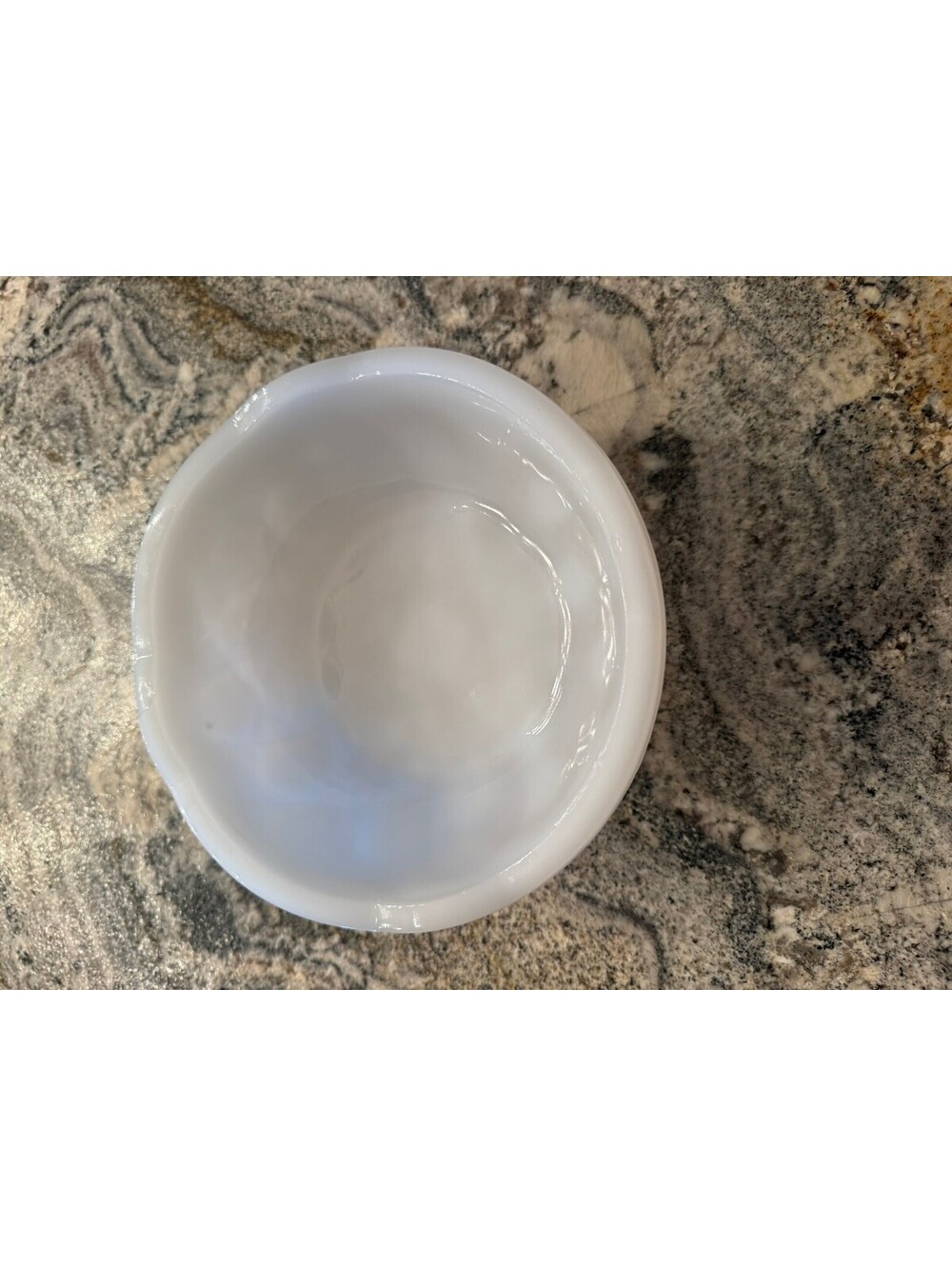 Vintage White Milk Glass Bowl with Decorative Pattern